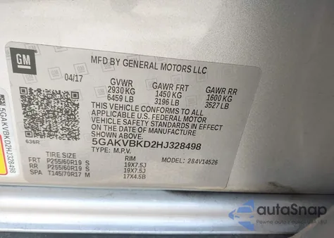 2017 Buick Enclave Leather из США, поврежденный, VIN 5GAKVBKD2HJ328498